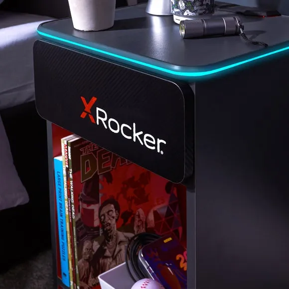 Carbon Tek Bedside Table with Wireless Charging & LED - Black alternate view
