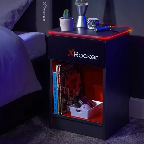 Carbon Tek Bedside Table with Wireless Charging & LED - Black product