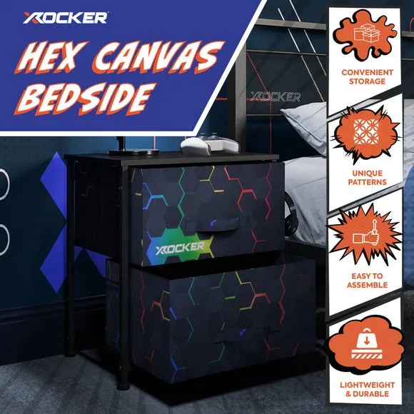 Hex Canvas Bedside Table with Storage - Black alternate view