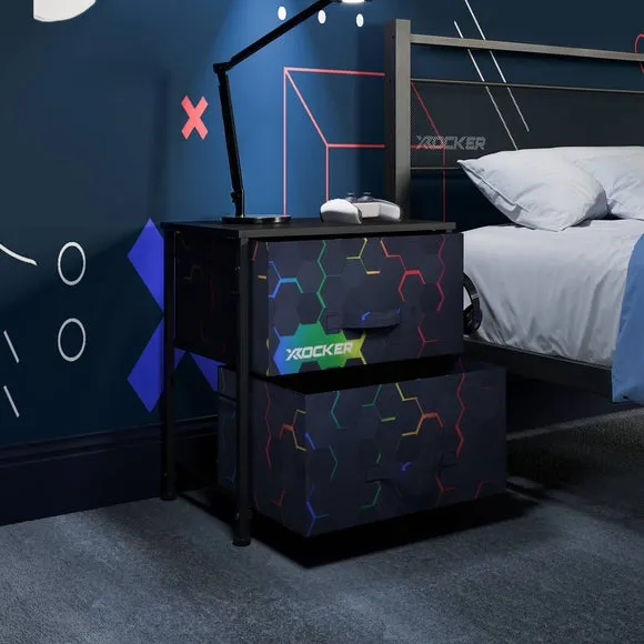 Hex Canvas Bedside Table with Storage - Black product