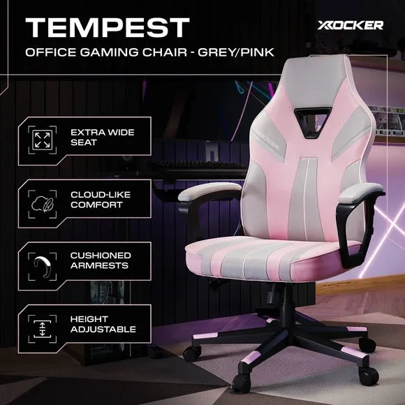 Tempest Mid-Back Gaming Chair Height-Adjustable - Pink, Faux Leather alternate view
