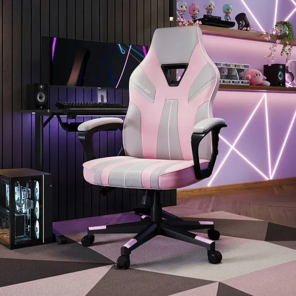 Tempest Mid-Back Gaming Chair Height-Adjustable - Pink, Faux Leather product