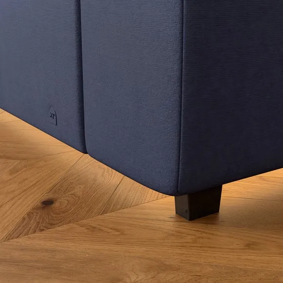 TV Bed Frame with LED Lighting - Navy, Velvet alternate view