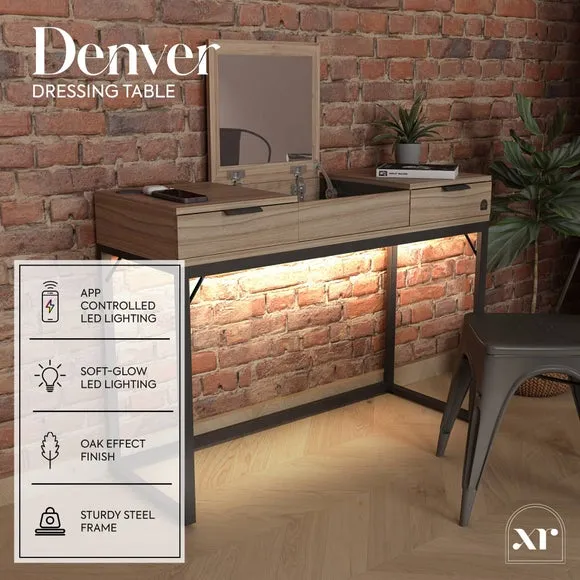 X Rocker Denver Dressing Table with Wireless Charging & LED Lights - Oak Effect alternate view