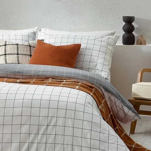 Howarth Check Duvet Cover Set - White, Cotton alternate view