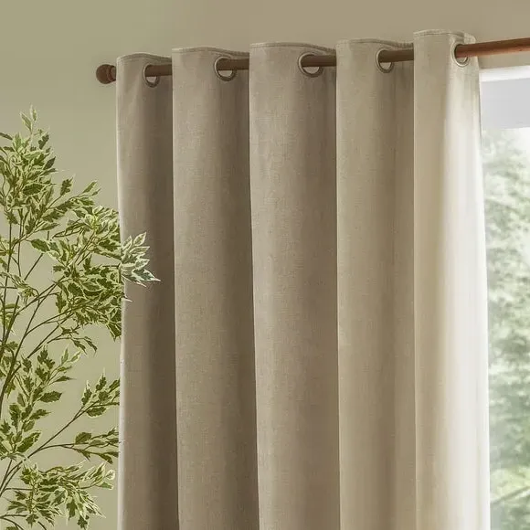 Chenille Eyelet Curtains - Linen, Chenille Velvet