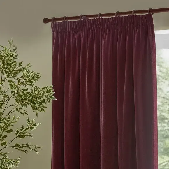 Chenille Pencil Pleat Curtains - Beetroot, Chenille Velvet product