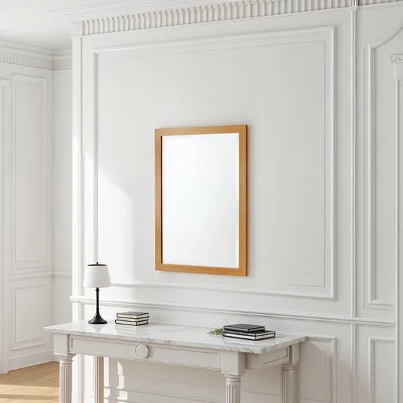 Simple Oak Effect Bevelled Wall Mirror - Medium Wood alternate view