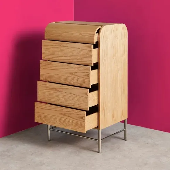 Half Log 5 Drawer Chest - Oak Effect alternate view