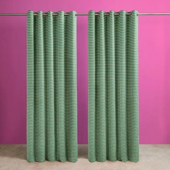 Sweet Flows Eyelet Curtains - Green, Chenille Jacquard alternate view