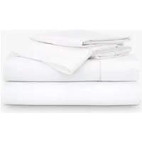 Percale Embroidered Sheet Set - White, Organic Cotton alternate view