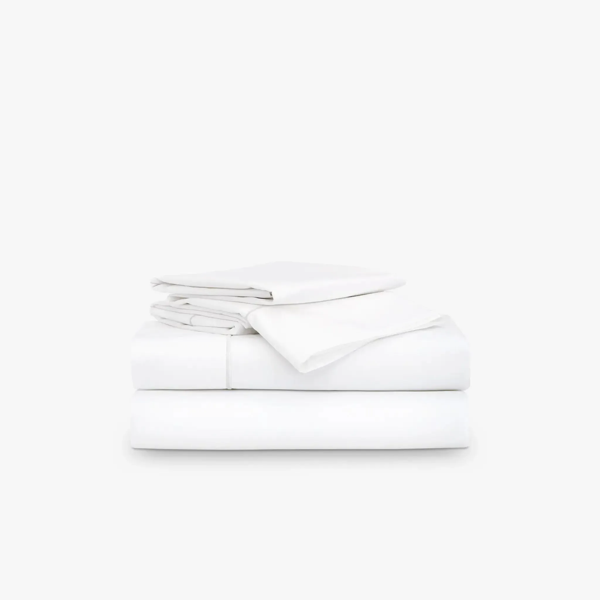 Percale Embroidered Sheet Set - White, Organic Cotton image