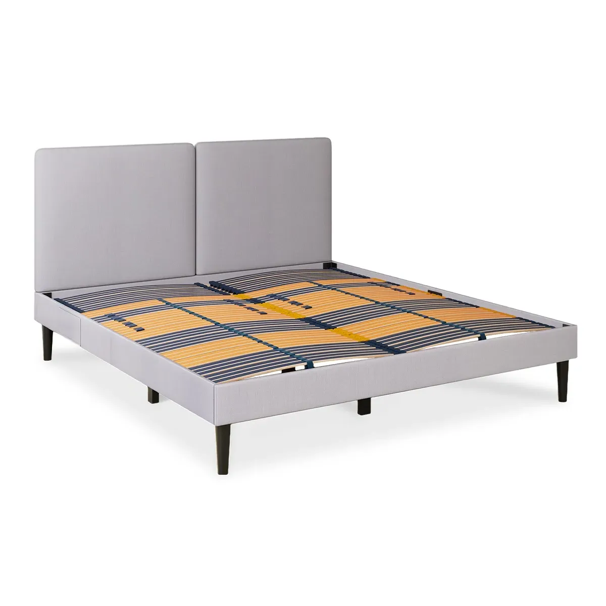 Double Bed with Plain Headboard - Light Gray