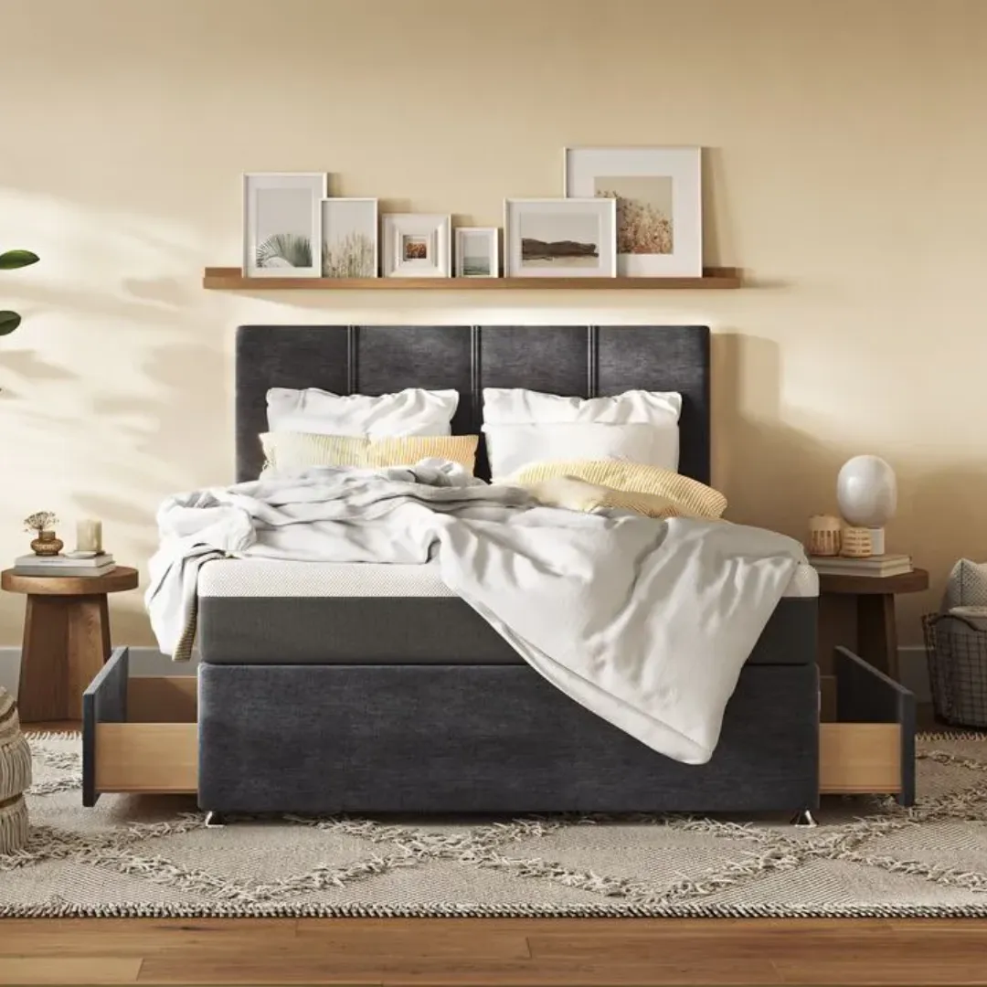 Double Divan Bed with Storage - Beige image
