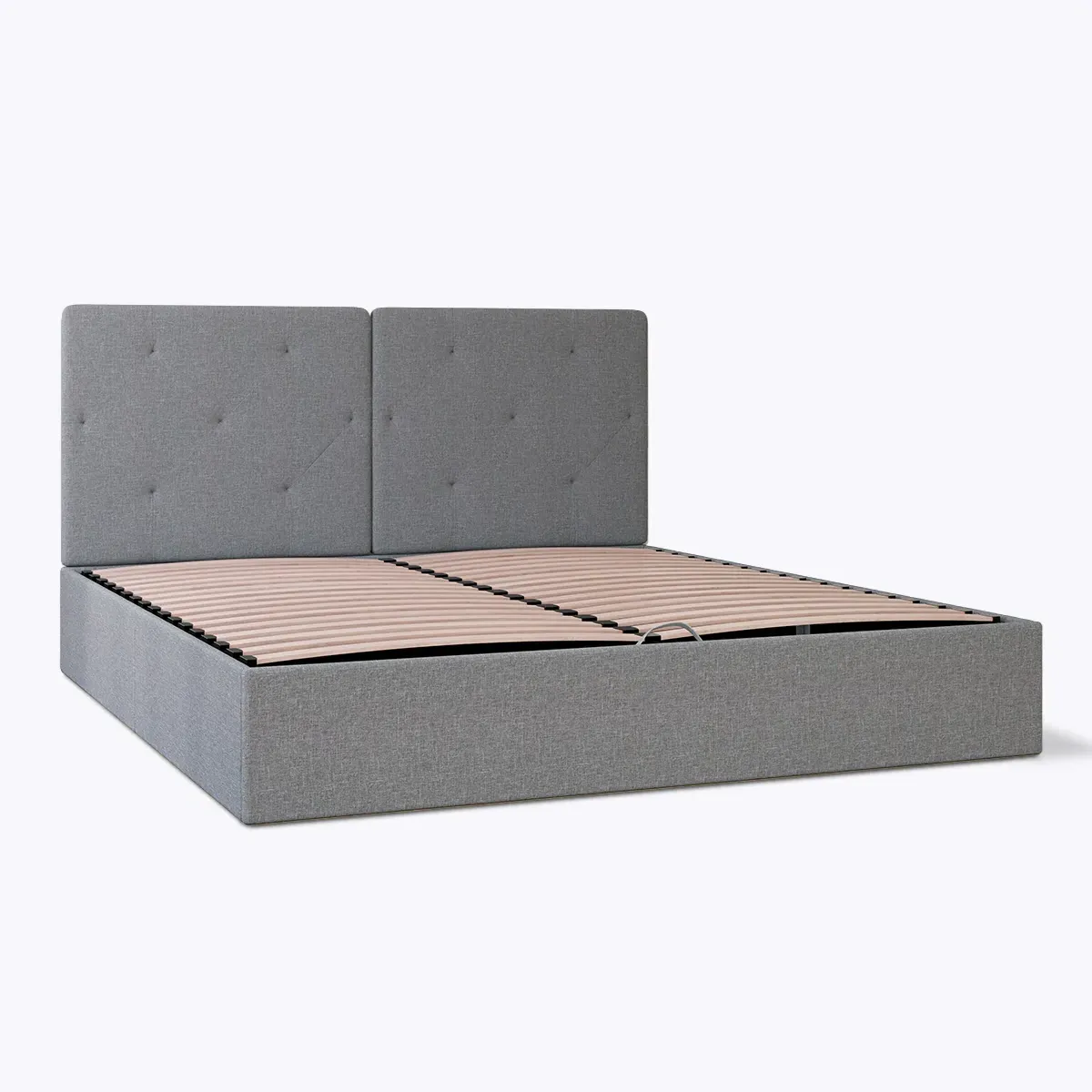 King Size Ottoman Bed with Tufted Headboard - Grey