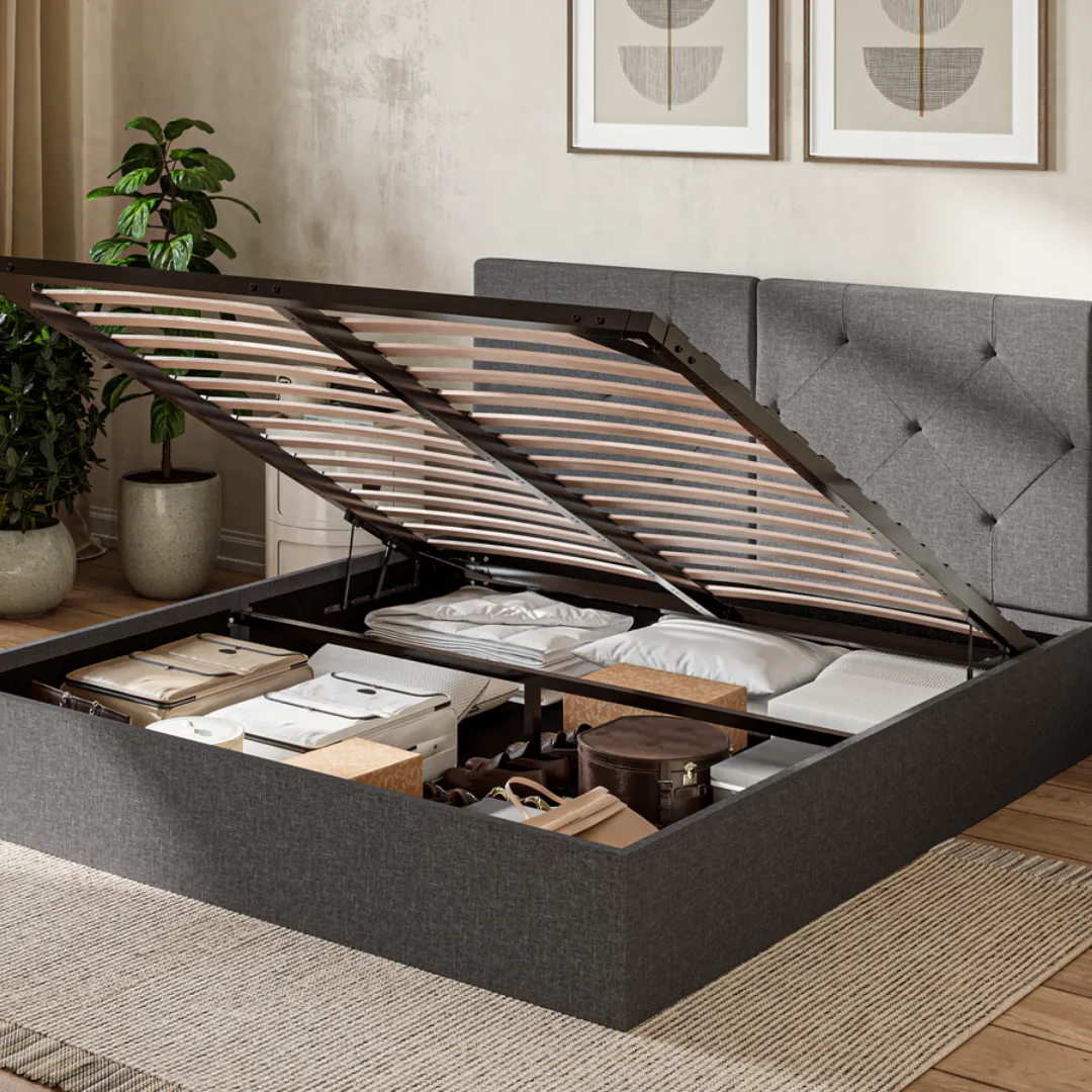 Super King Ottoman Bed with Storage - Dark Grey image