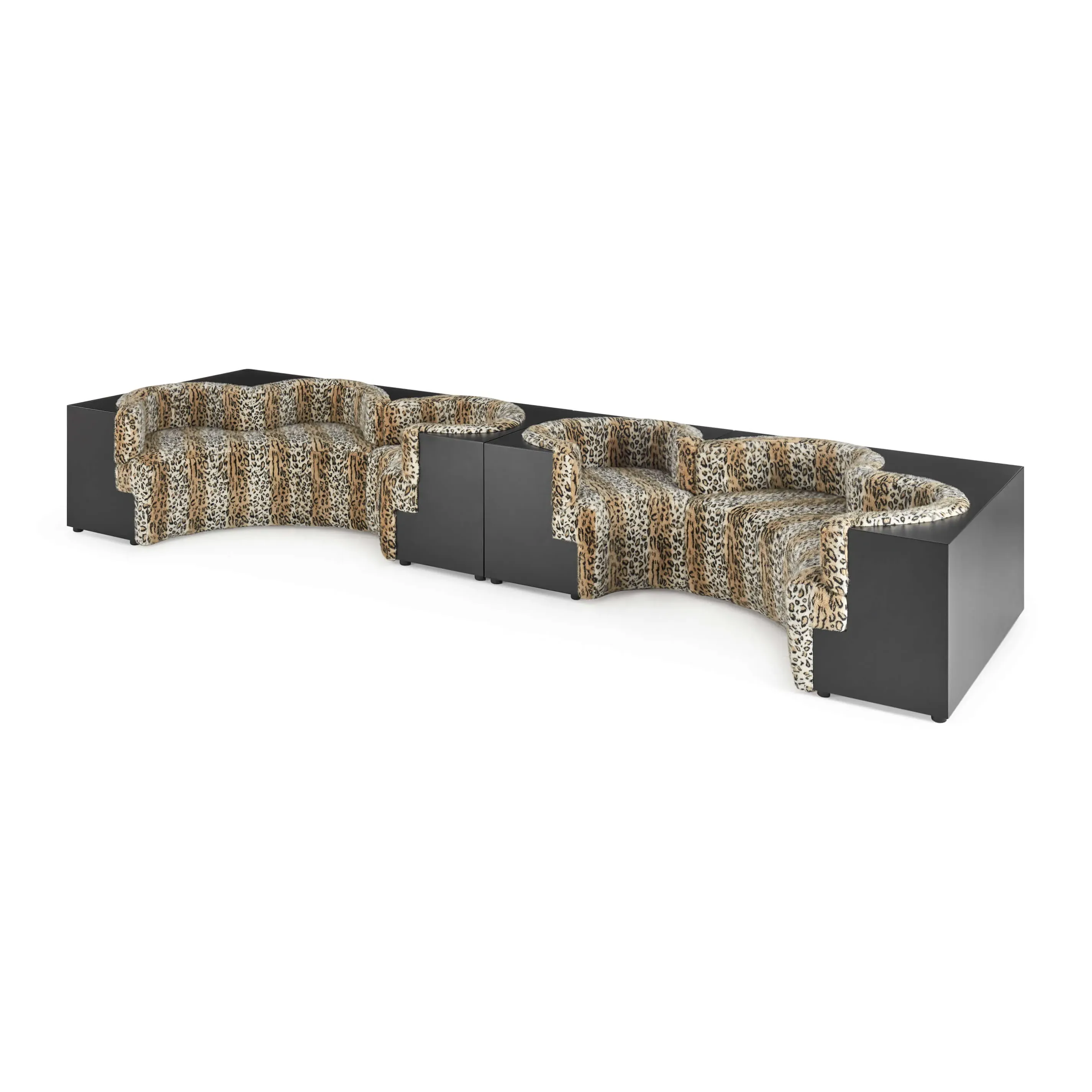 Italian Modular Safari Sofa Combination D - Faux Leopard Fur product