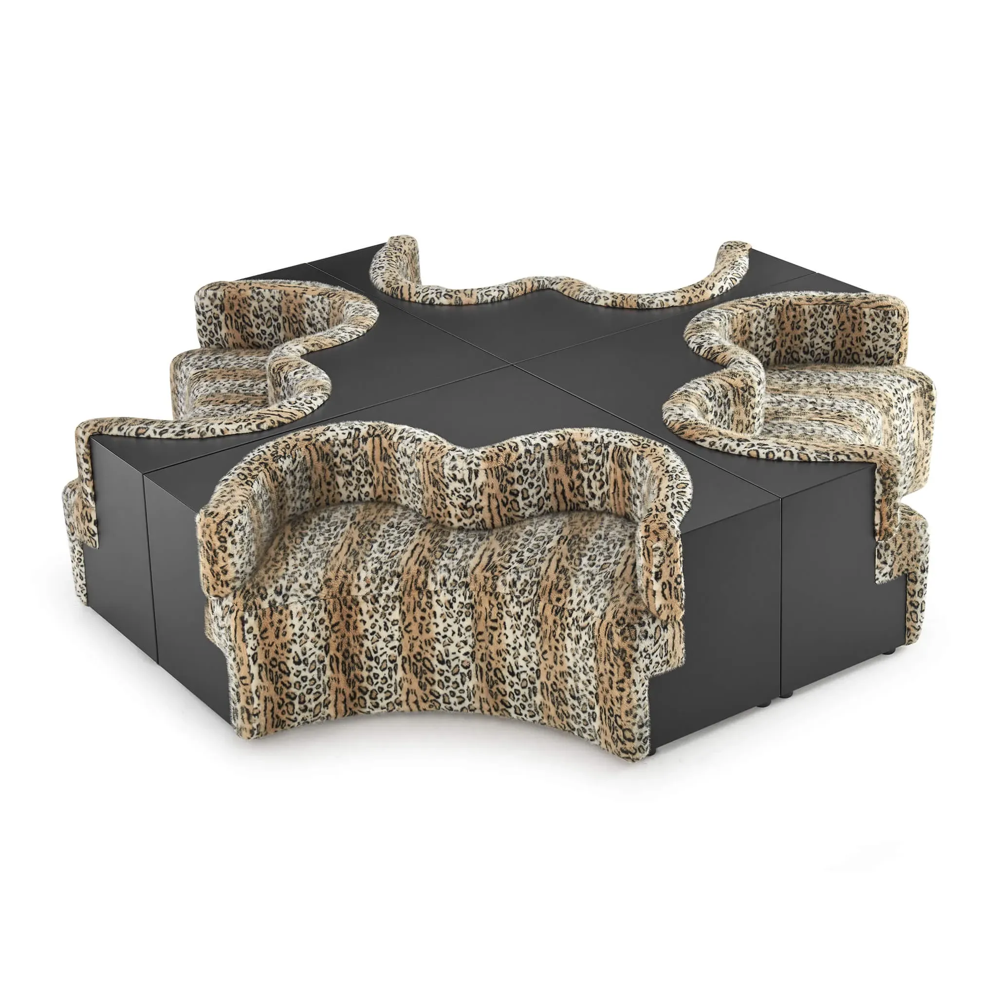 Italian Modular Safari Sofa - Faux Leopard Fur product