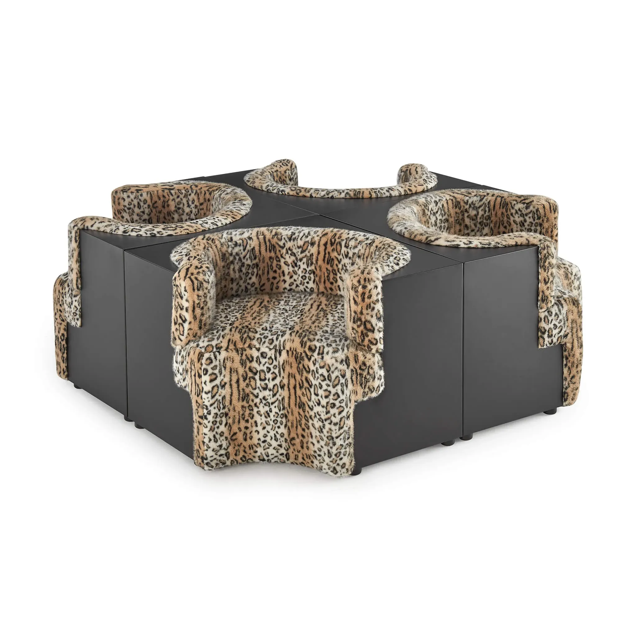 Italian Modular Safari Sofa - Faux Leopard Fur product