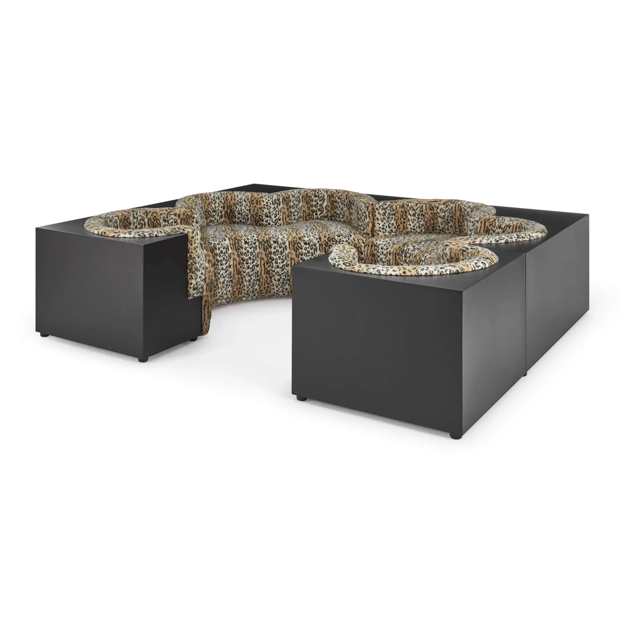 Italian Modular Safari Sofa - Faux Leopard Fur product