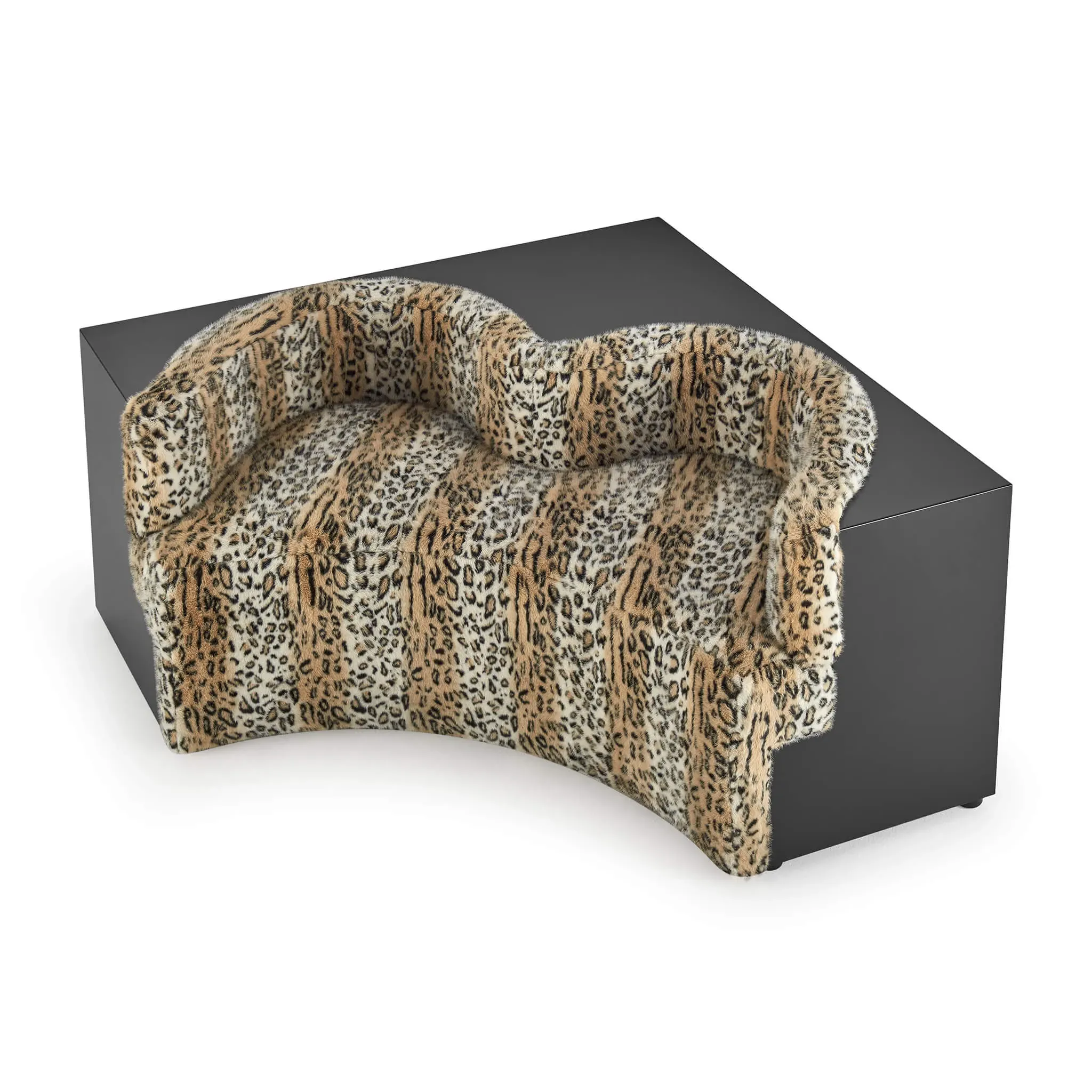 Italian Modular Safari Sofa Large Module - Faux Leopard Fur product