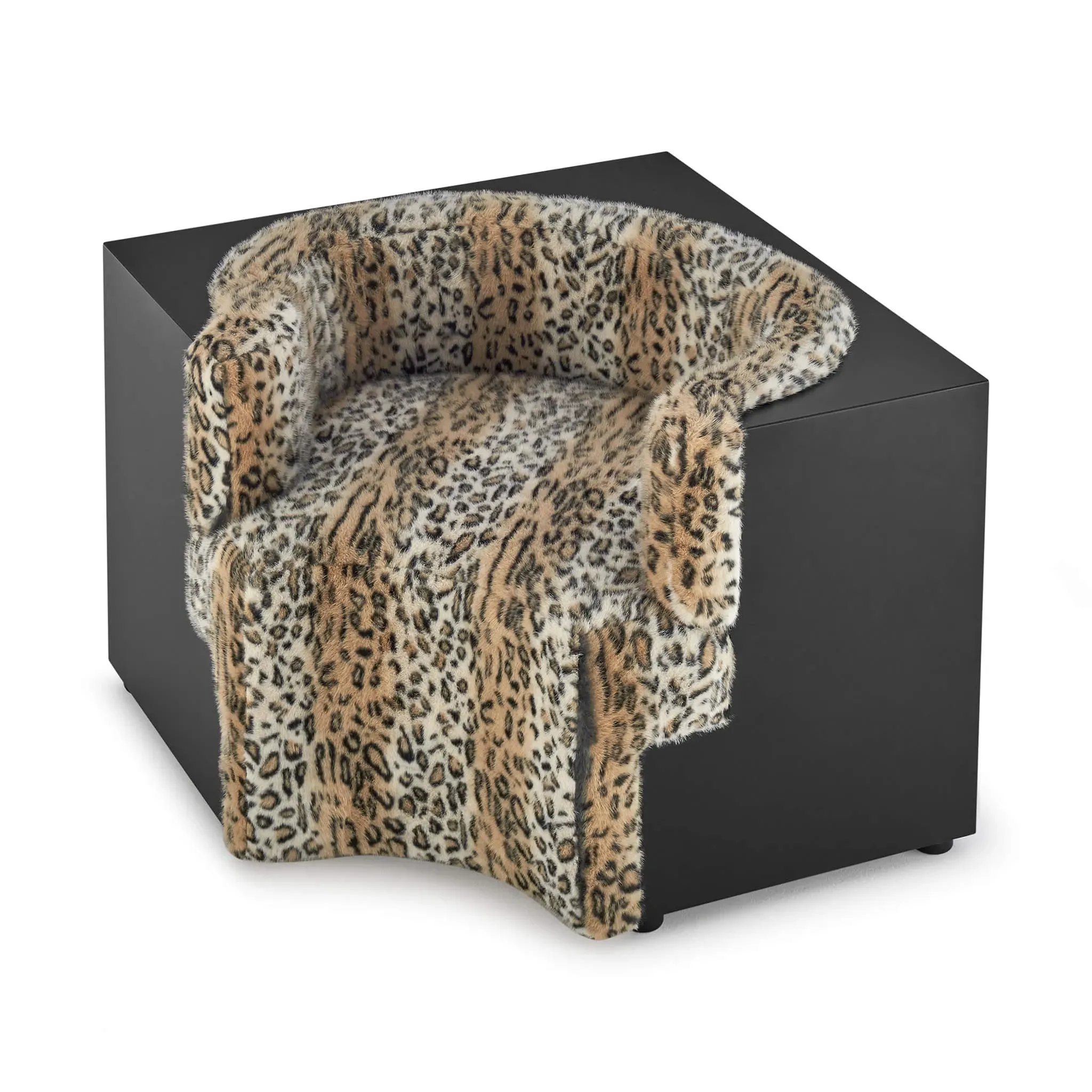 Italian Modular Safari Sofa Small Module - Faux Leopard Fur product
