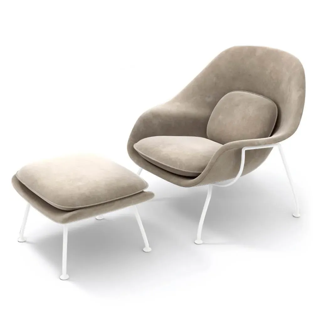 Eero Saarinen Womb Chair & Ottoman - Beige Grey, Chenille product