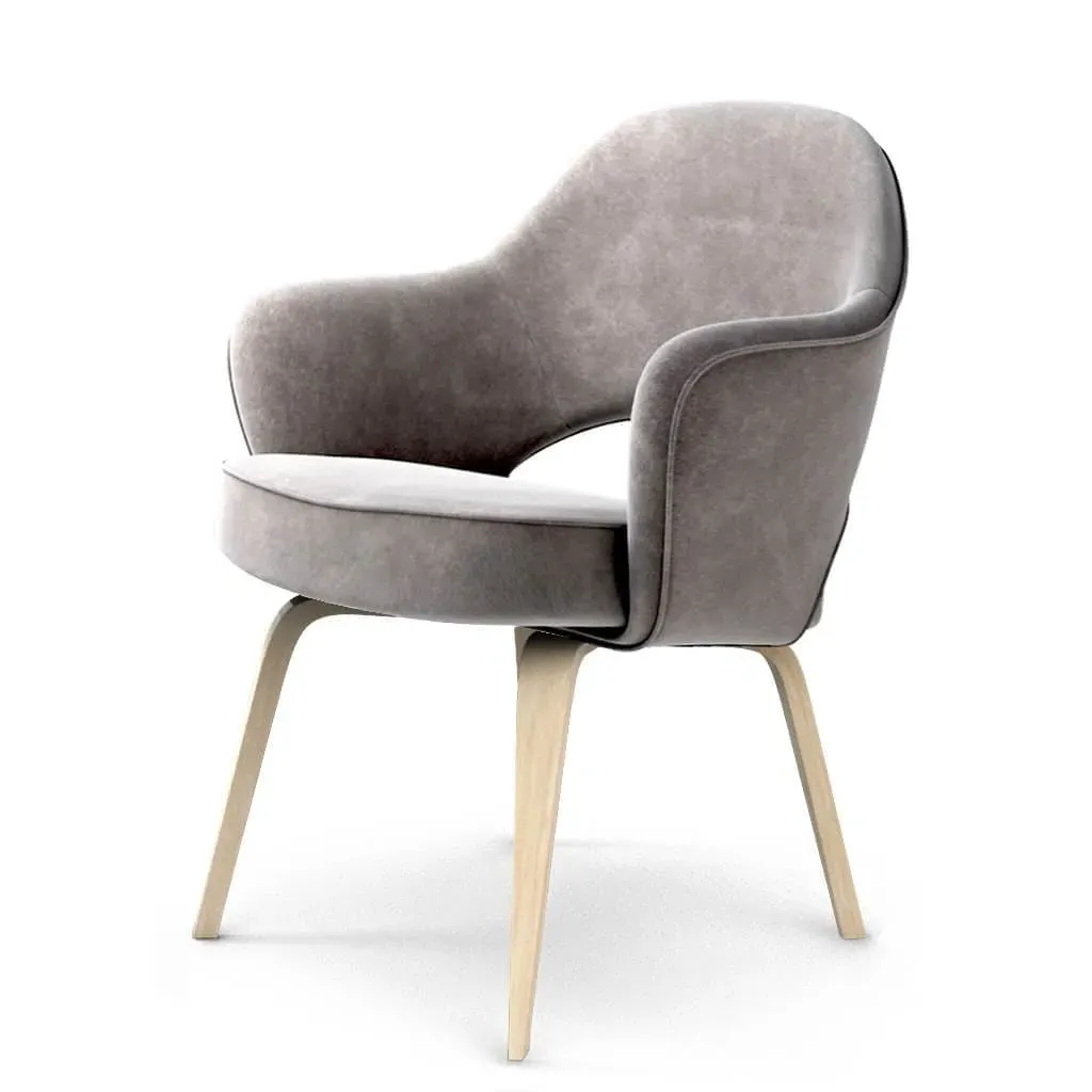 Saarinen Executive Armchair - Beige Grey, Chenille / Natural Ash product