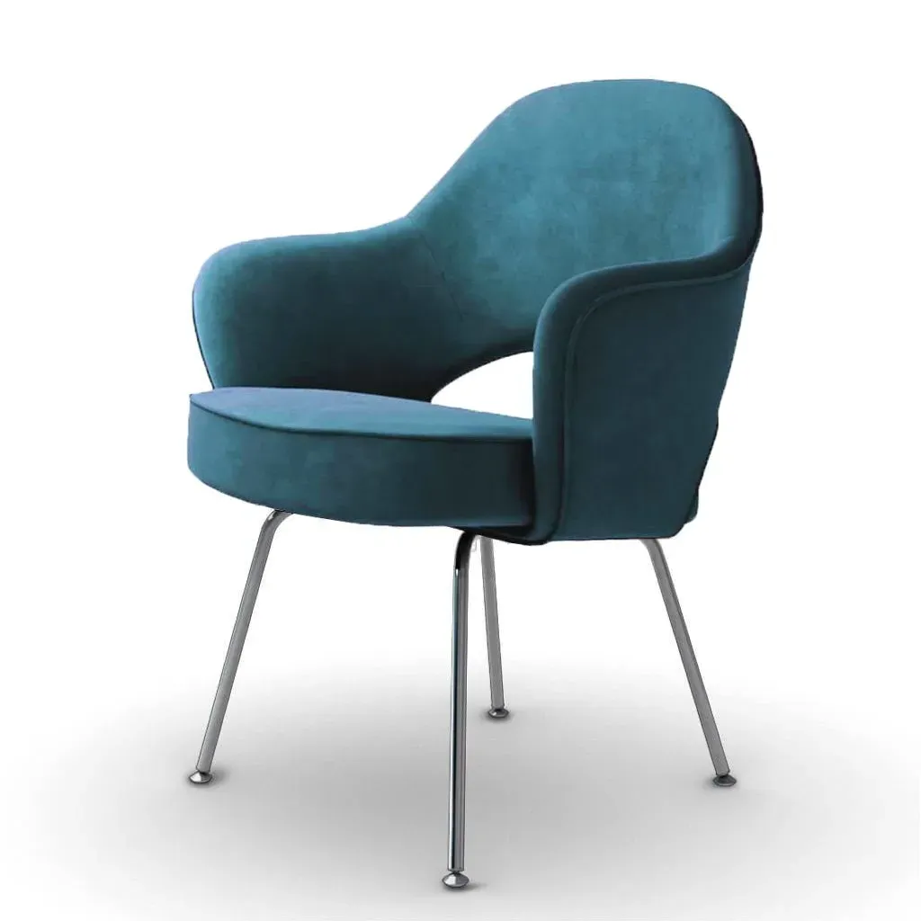 Saarinen Executive Armchair - Lagoon, Velvet (Steel Legs) product