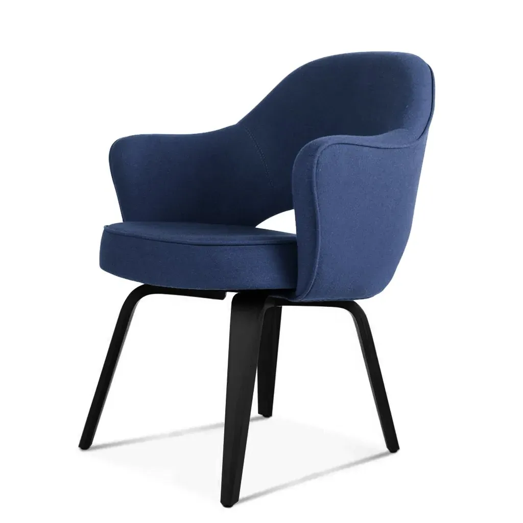 Saarinen Executive Armchair - Navy, Suede, Black Stain Wood Legs product