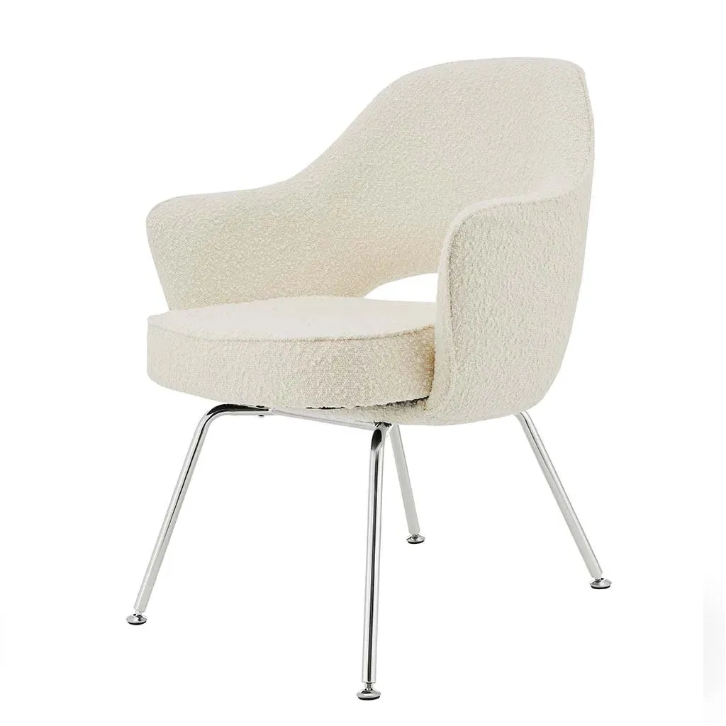 Saarinen Executive Armchair - Pearl, Boucle, Steel Legs product