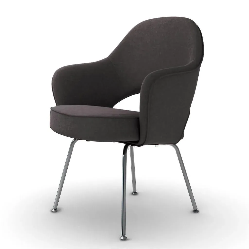 Saarinen Executive Armchair - Steel Legs, Charcoal Boucle Wool product