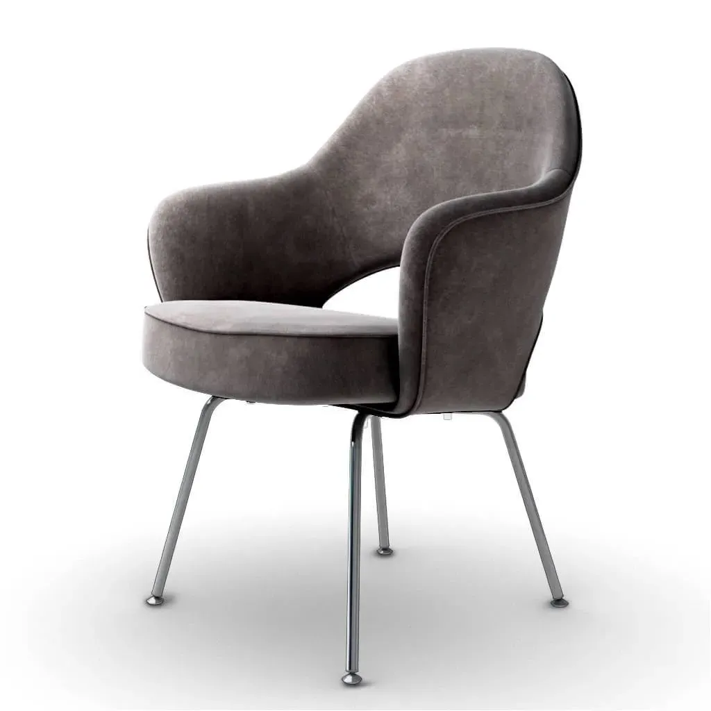 Saarinen Executive Armchair - Steel Legs, Pewter Grey Chenille product