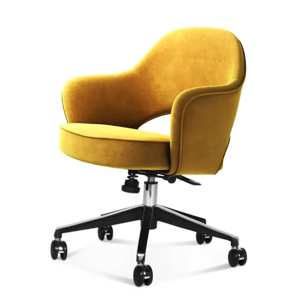 Saarinen Executive Armchair with Casters - Mustard Yellow, Chenille Helios product