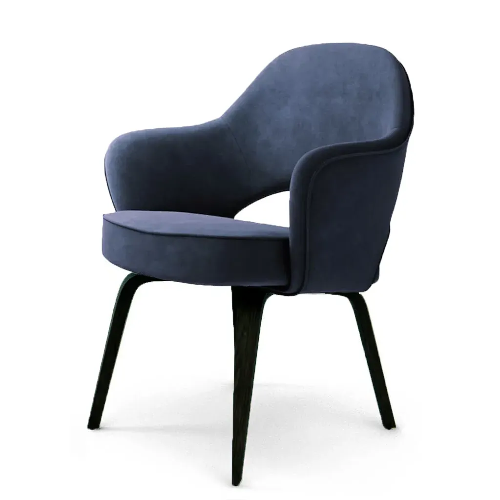 Saarinen Executive Armchair Wood Legs - Royal Blue, Velvet product