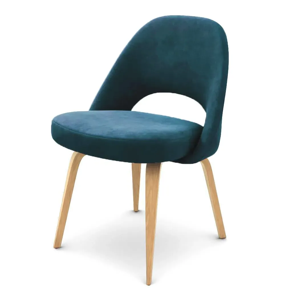 Saarinen Executive Side Chair Reclining - Lagoon Velvet, Natural Ash product