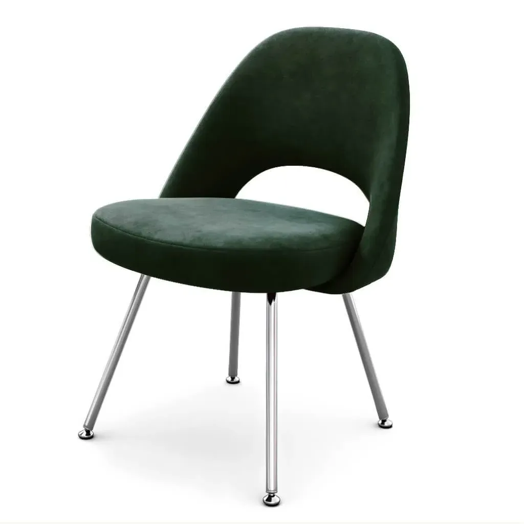 Saarinen Executive Side Chair - Steel Legs, Chenille Helios-Evergreen product