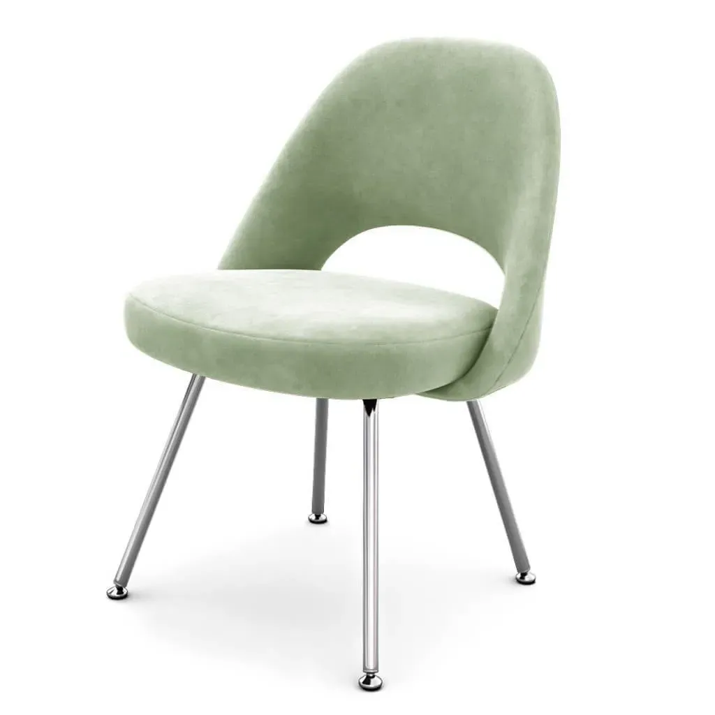 Saarinen Executive Side Chair - Steel Legs, Lime Velvet product