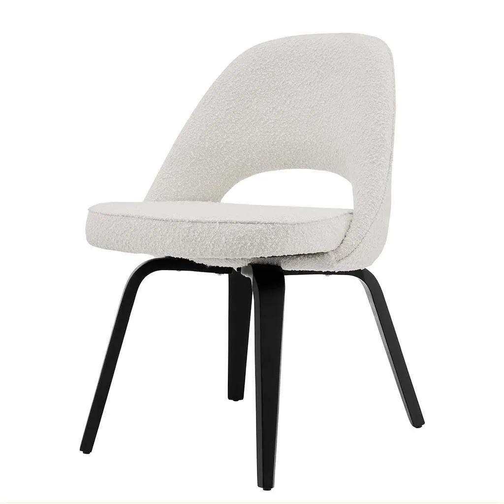 Saarinen Executive Side Chair Swivel Reclining - Snow White Boucle, Black Stain product