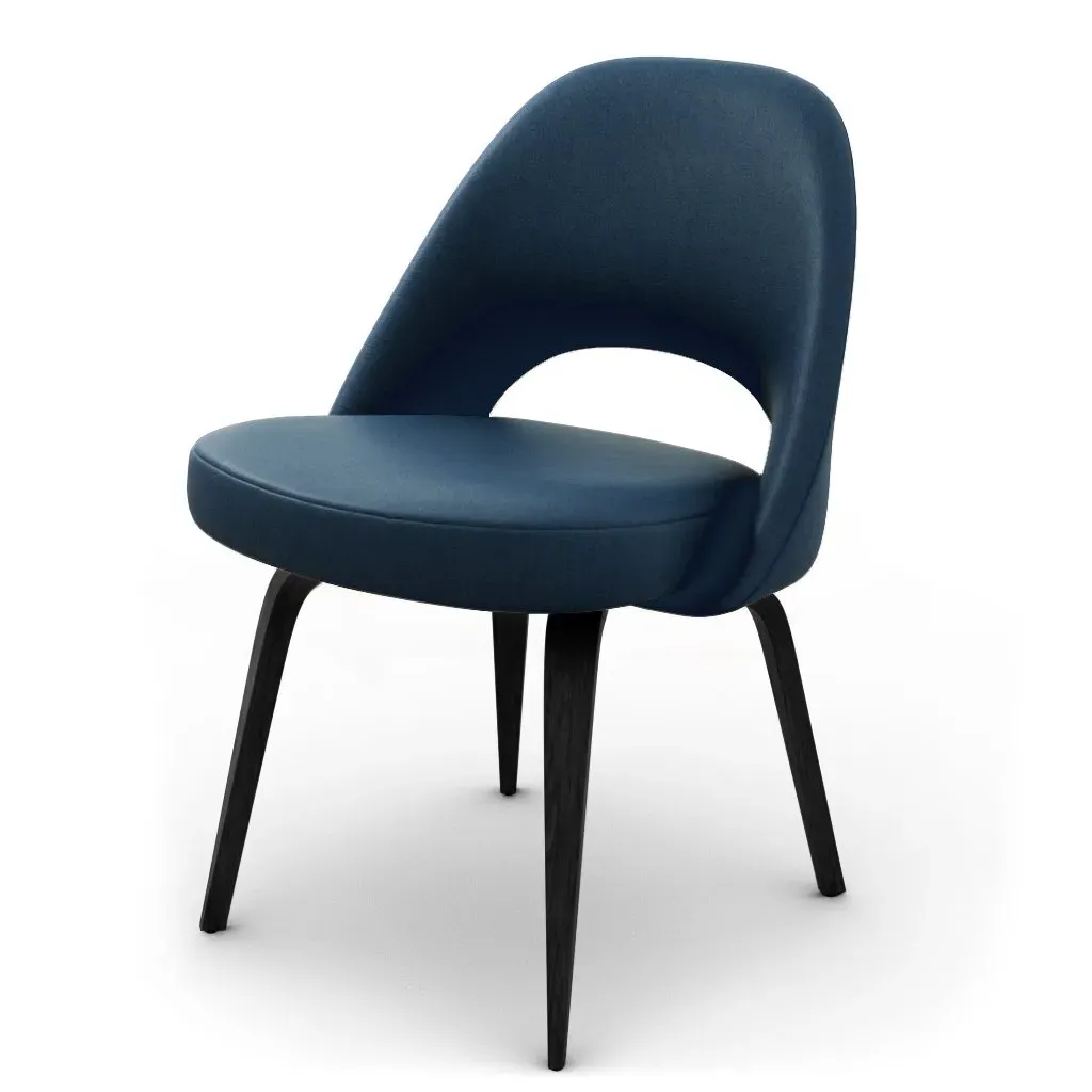 Saarinen Executive Side Chair - Twilight Blue, Aniline Leather, Black Stain Legs product