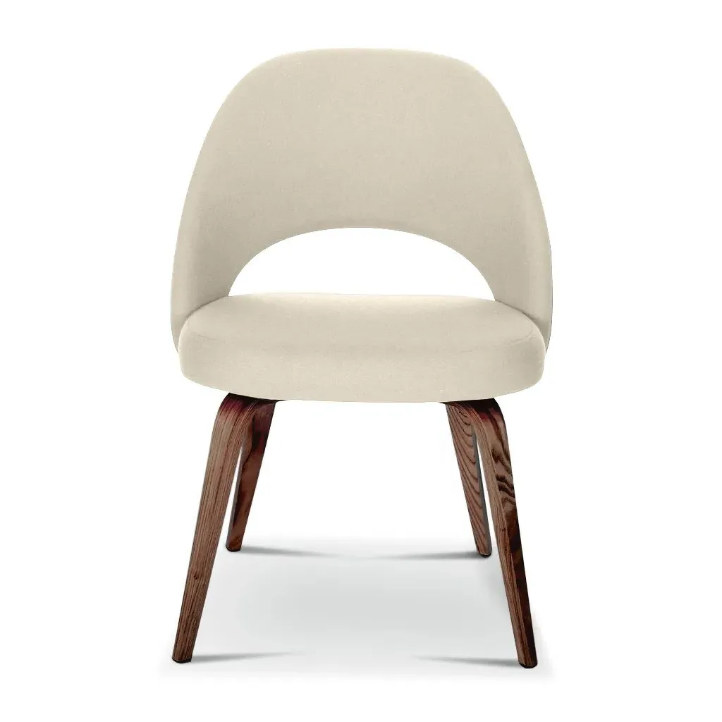 Saarinen Executive Side Chair Wood Legs - Beige, Suede product