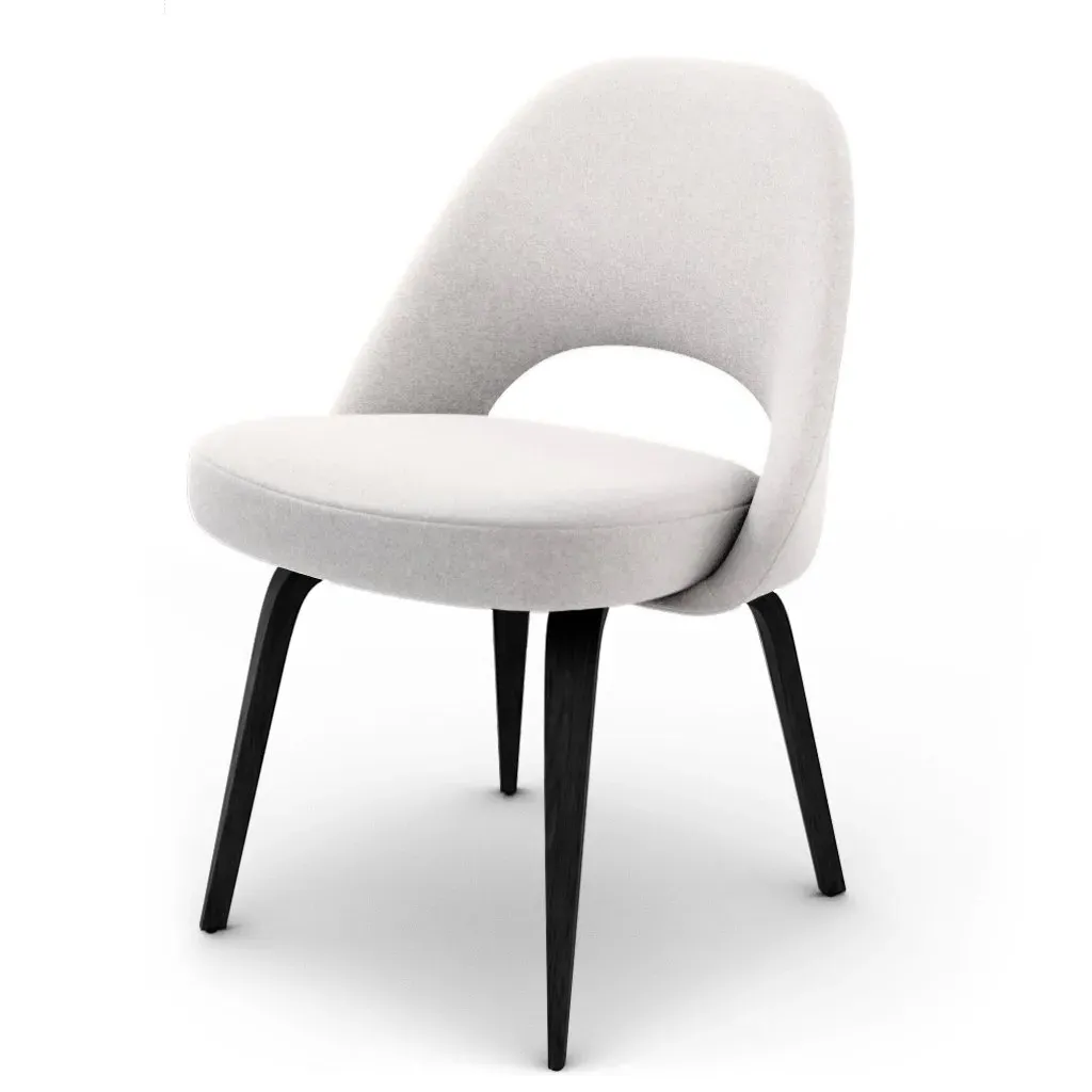 Saarinen Executive Side Chair Wood Legs - Cashmere Snow White, Black Stain product