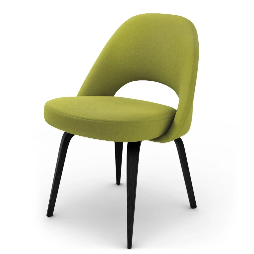 Saarinen Executive Side Chair Wood Legs - Chartreuse Green, Black Stain product