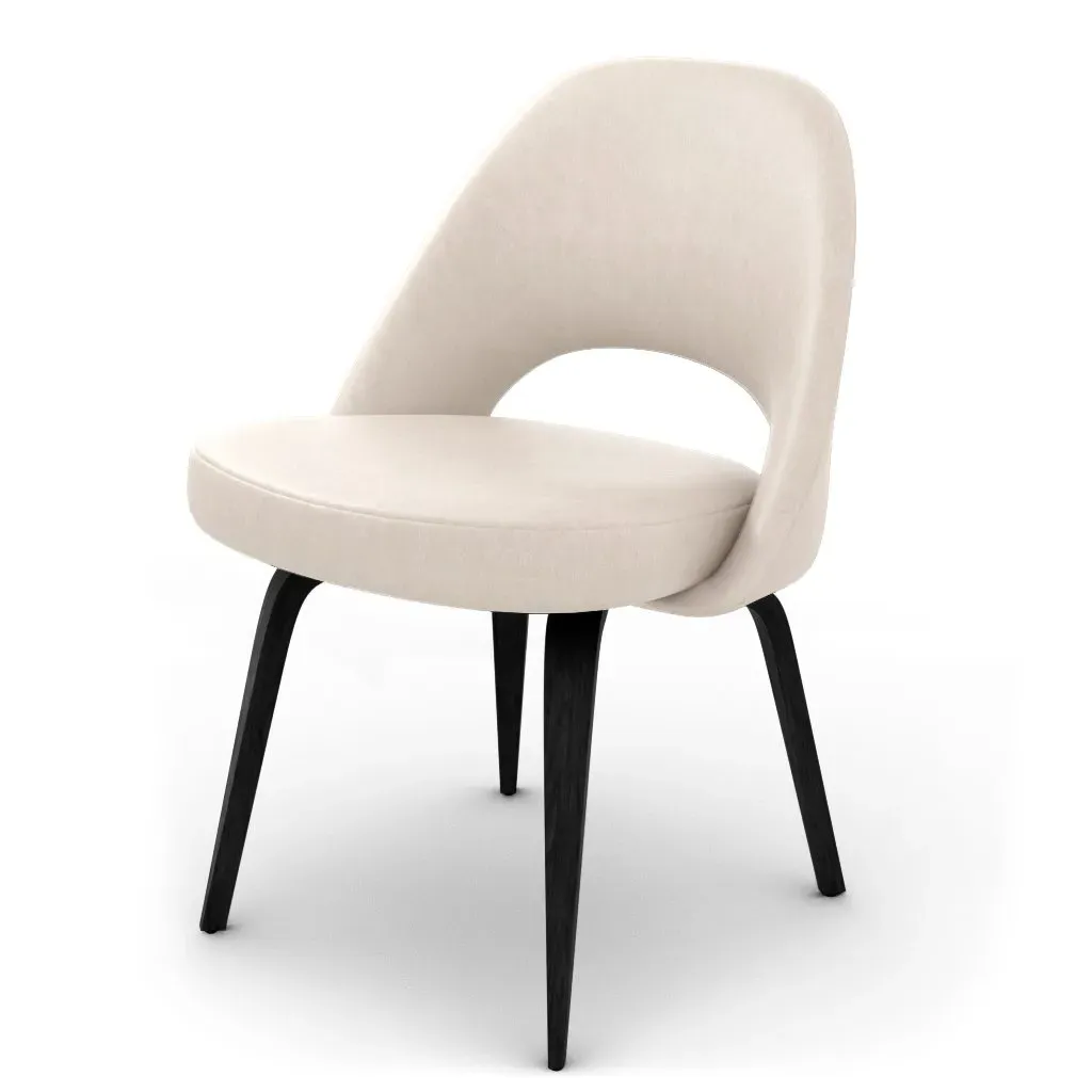 Saarinen Executive Side Chair Wood Legs - Cream, Aniline Leather product