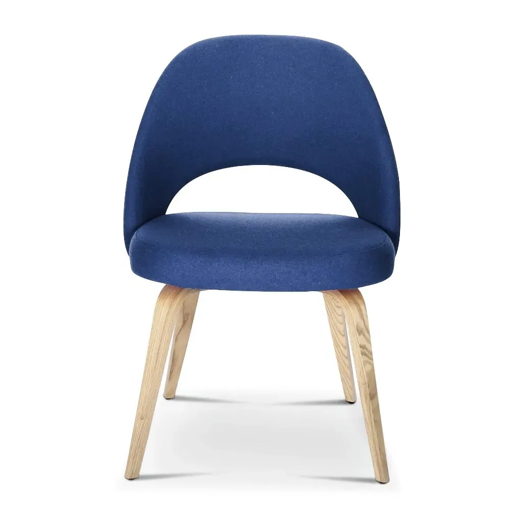Saarinen Executive Side Chair Wood Legs - Navy, Suede product