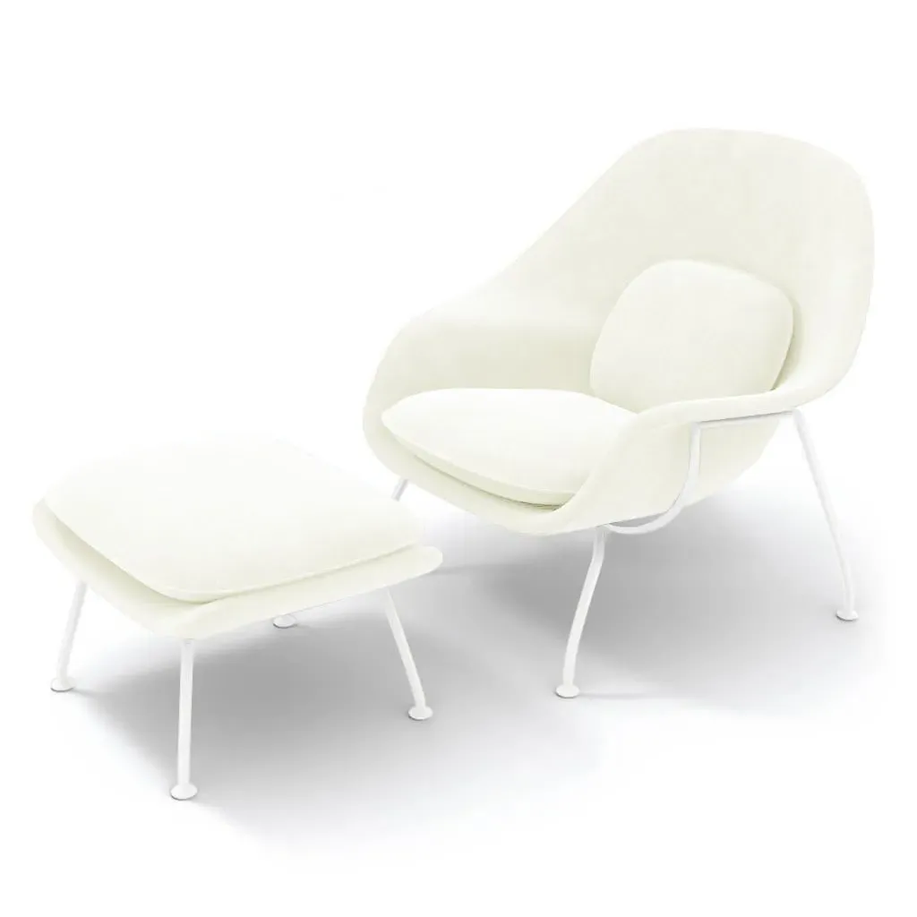 Saarinen Womb Chair & Ottoman - White, Velvet product
