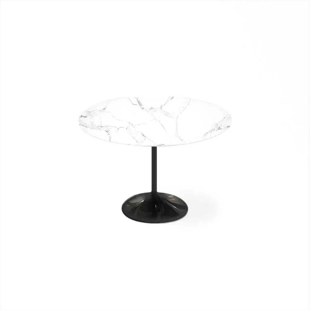 Statuario Venato Calacatta Quartz Tulip Round Dining Table - Black Base product