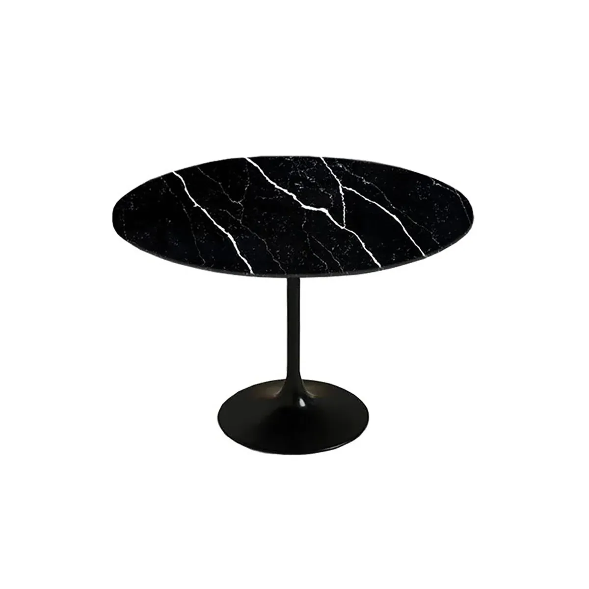 Tulip Round Dining Table - Black Calacatta Quartz, Black Base product