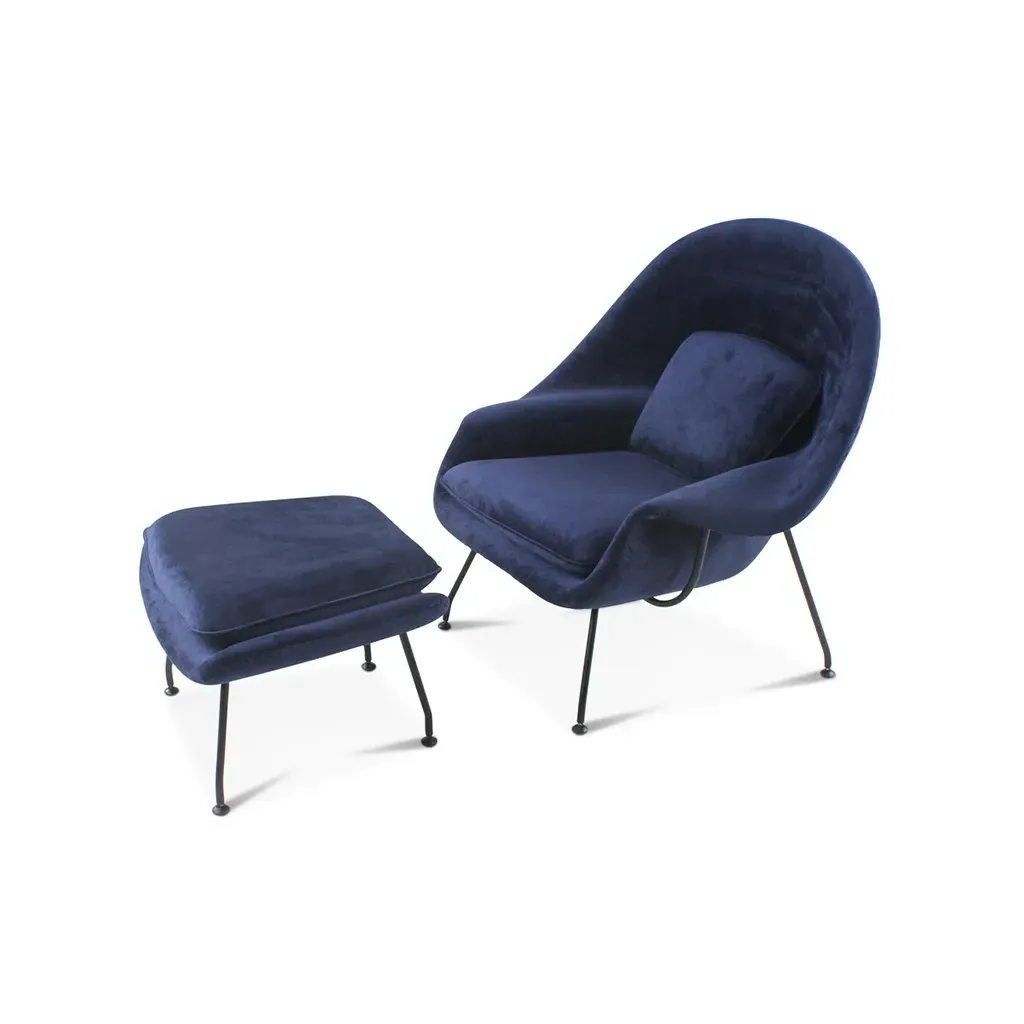 Womb Chair & Ottoman - Black, Woven Merit-Chrome product