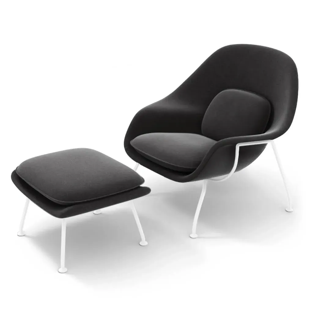 Womb Chair & Ottoman - Charcoal Grey, Boucle Wool product